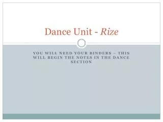 Dance Unit - Rize