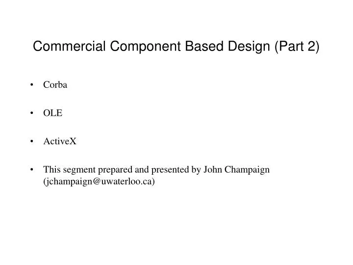 commercial component based design part 2