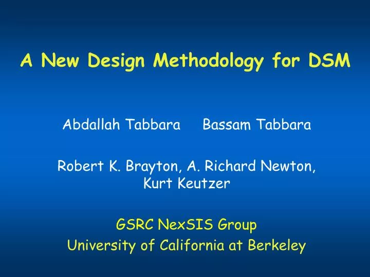 a new design methodology for dsm