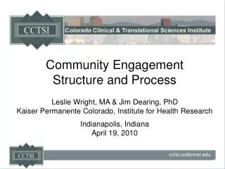 Community Engagement Structure and Process