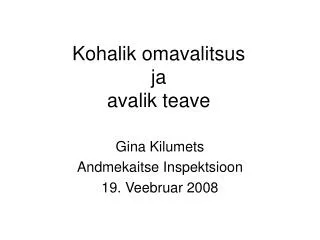 kohalik omavalitsus ja avalik teave
