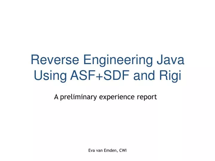reverse engineering java using asf sdf and rigi