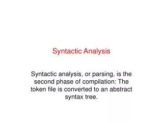 Syntactic Analysis