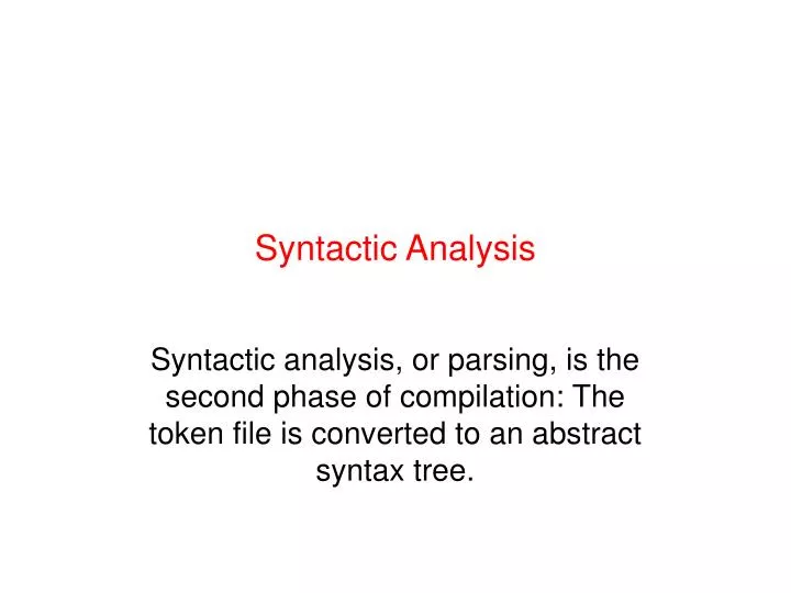 syntactic analysis