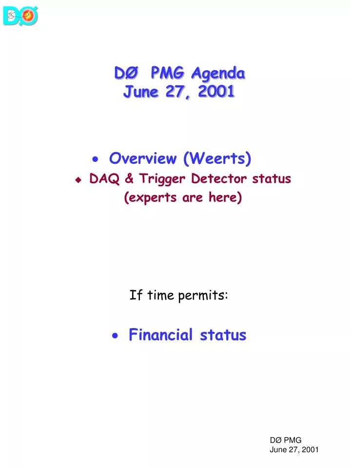 d pmg agenda june 27 2001