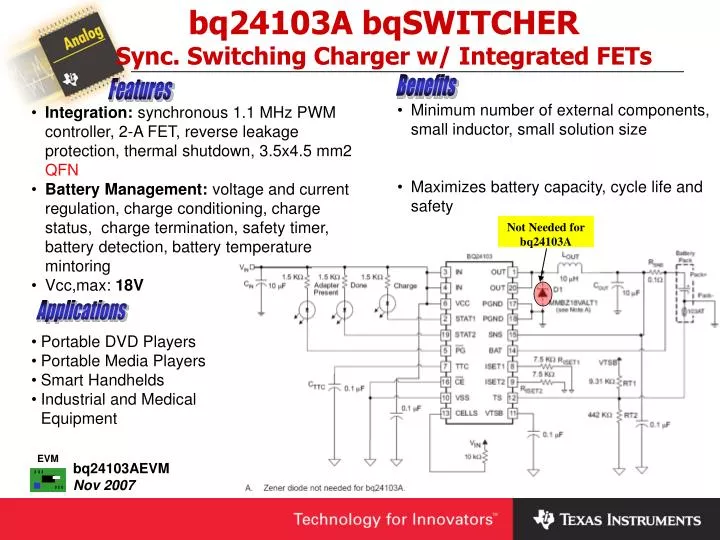 bq24103a bqswitcher sync switching charger w integrated fets