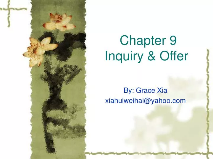 chapter 9 inquiry offer