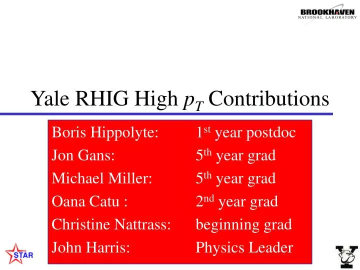 yale rhig high p t contributions
