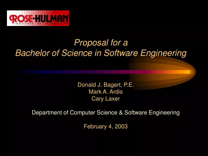 proposal for a bachelor of science in software engineering