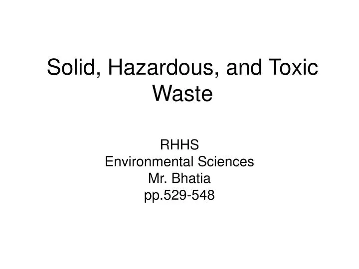 solid hazardous and toxic waste
