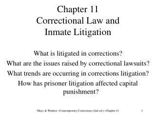 Chapter 11 Correctional Law and Inmate Litigation