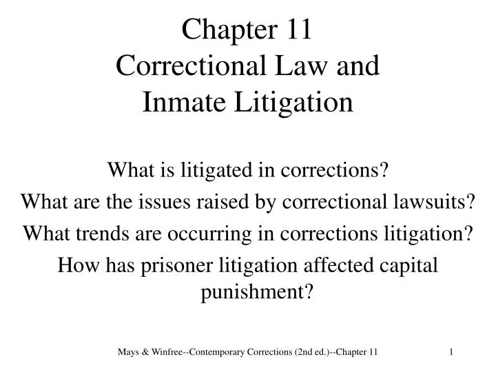 chapter 11 correctional law and inmate litigation
