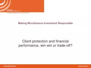 Making Microfinance Investment Responsible