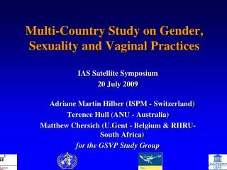 Multi-Country Study on Gender, Sexuality and Vaginal Practices