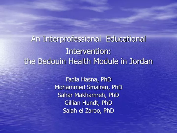 an interprofessional educational intervention the bedouin health module in jordan