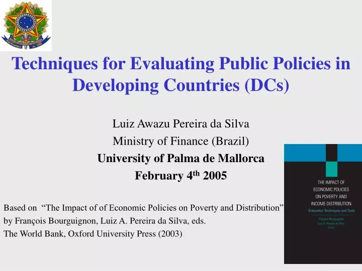 techniques for evaluating public policies in developing countries dcs