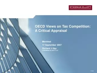 OECD Views on Tax Competition: A Critical Appraisal
