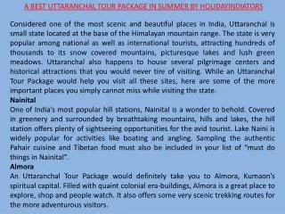 A Best Uttaranchal Tour package in summer by holidayindiator