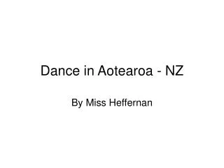 Dance in Aotearoa - NZ