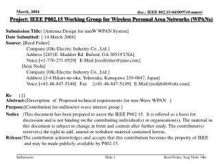 Project: IEEE P802.15 Working Group for Wireless Personal Area Networks (WPANs)