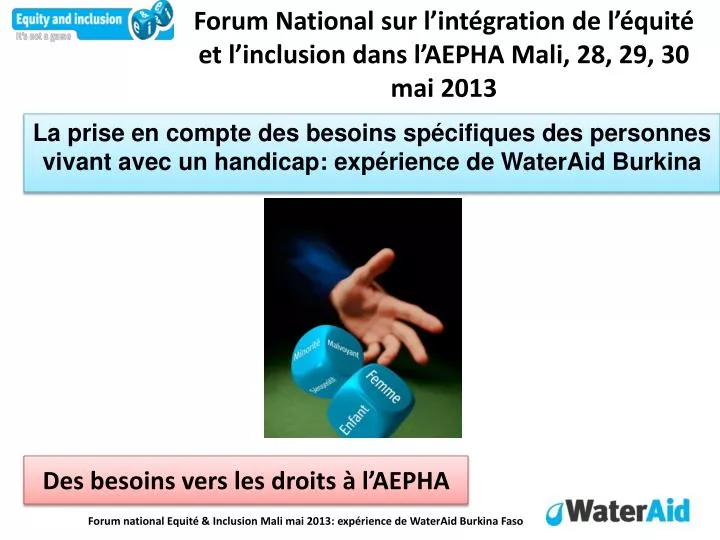 forum national sur l int gration de l quit et l inclusion dans l aepha mali 28 29 30 mai 2013