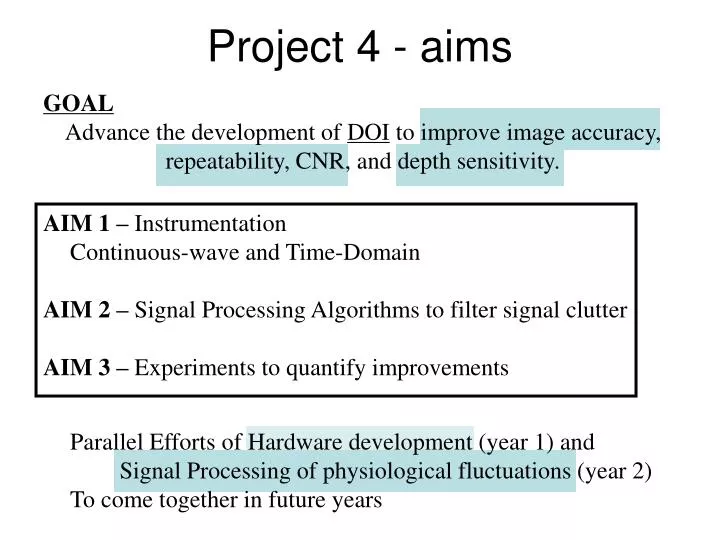 project 4 aims