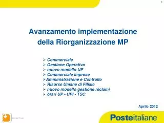avanzamento implementazione della riorganizzazione mp