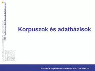korpuszok s adatb zisok