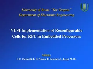 VLSI Implementation of Reconfigurable Cells for RFU in Embedded Processors