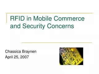 RFID in Mobile Commerce and Security Concerns