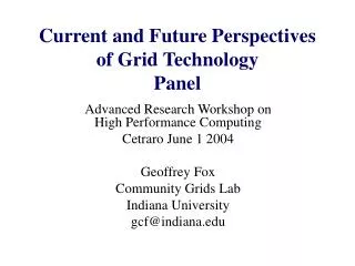 Current and Future Perspectives of Grid Technology Panel
