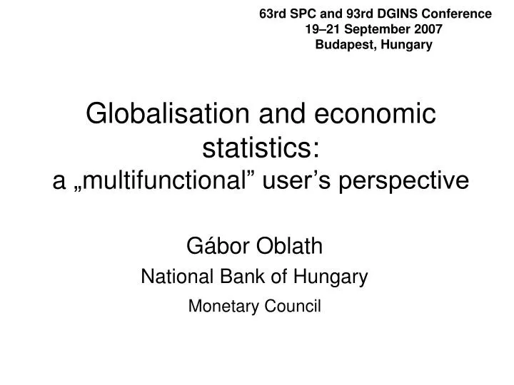 globalisation and economic statistics a multifunctional user s perspective