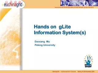 Hands on gLite Information System(s)