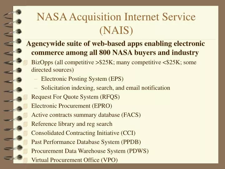 nasa acquisition internet service nais