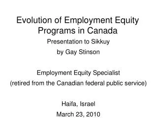 Evolution of Employment Equity Programs in Canada