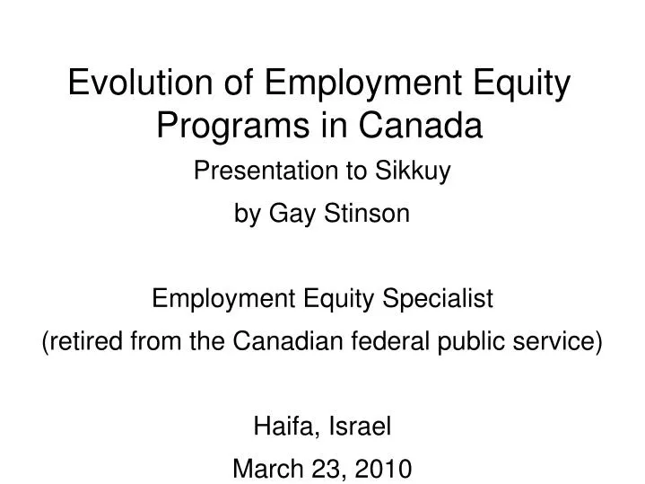 evolution of employment equity programs in canada