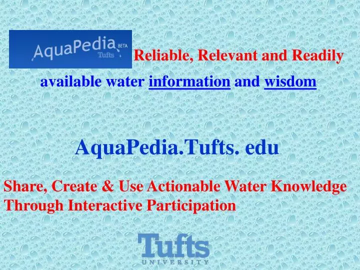 reliable relevant and readily available water information and wisdom