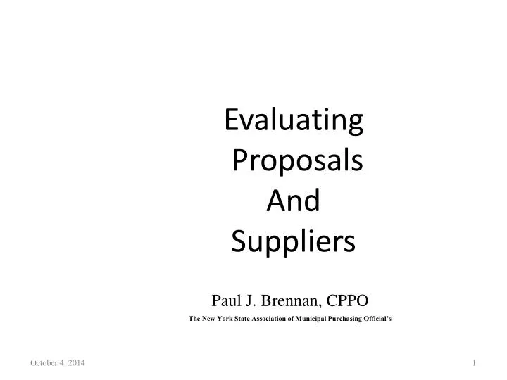 evaluating proposals and suppliers