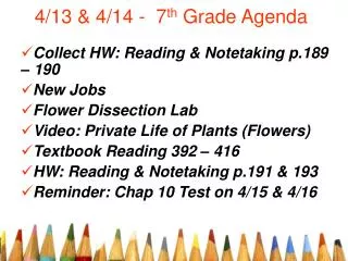 4/13 &amp; 4/14 - 7 th Grade Agenda
