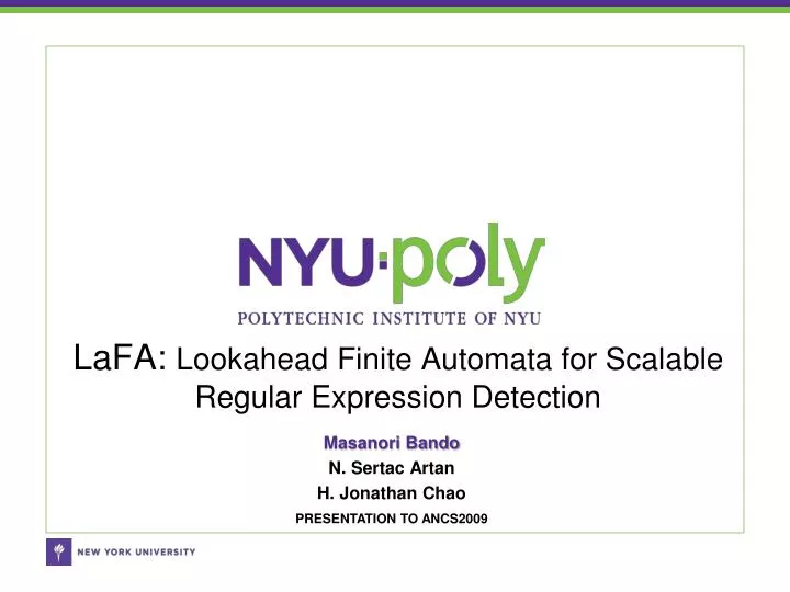 lafa lookahead finite automata for scalable regular expression detection