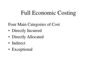 Full Economic Costing