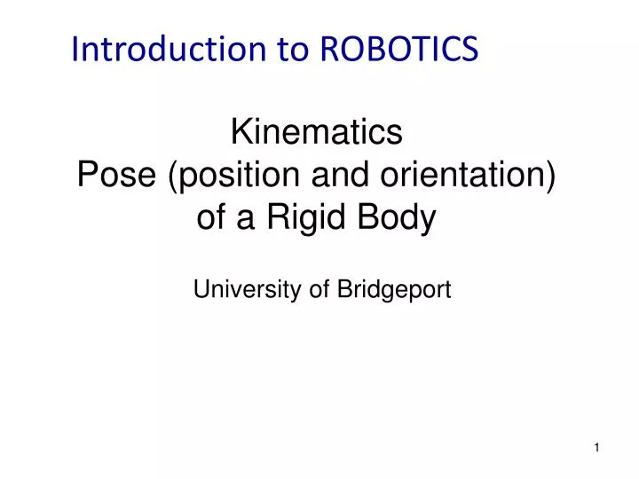 kinematics pose position and orientation of a rigid body