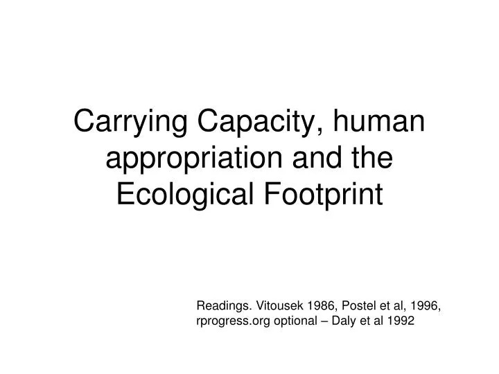 carrying capacity human appropriation and the ecological footprint