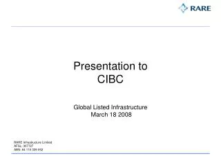 Presentation to CIBC