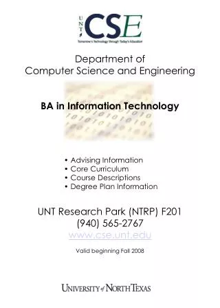 Department of Computer Science and Engineering BA in Information Technology