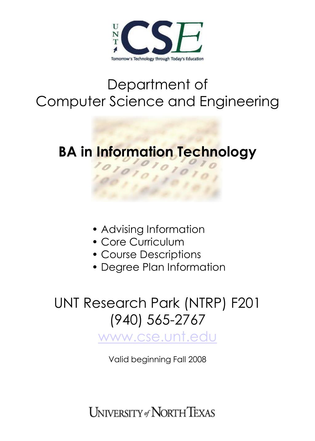 PPT - Department of Computer Science and Engineering BA in Information ...