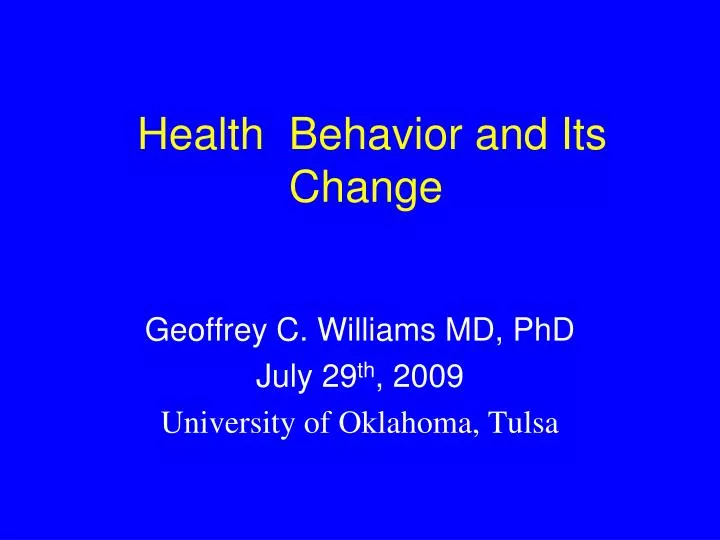 health behavior and its change
