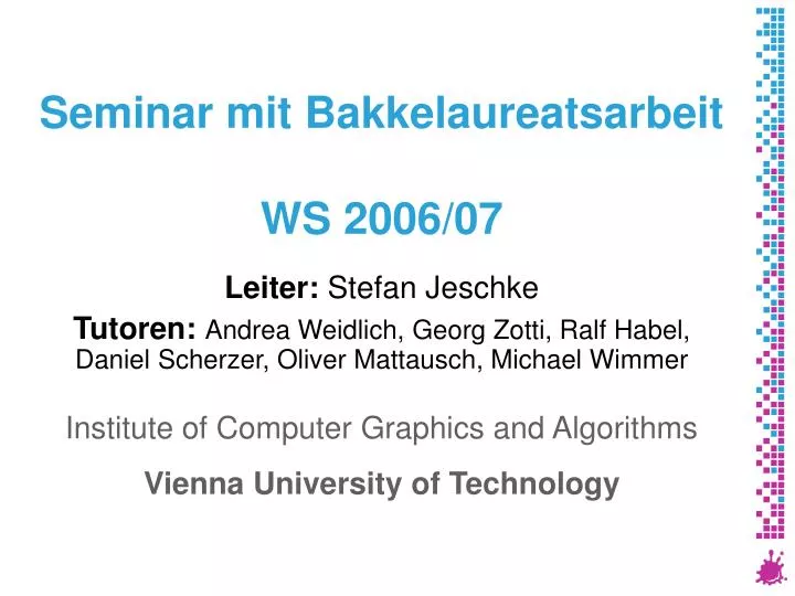 seminar mit bakkelaureatsarbeit ws 2006 07