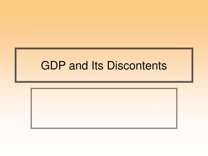 gdp and its discontents