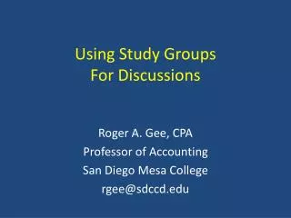 Using Study Groups For Discussions